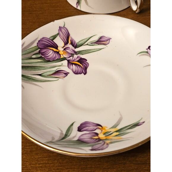 Royal Duchess Iris Teacup and Saucer Bone China Made in England 1977 (Gg285) - Picture 9 of 10